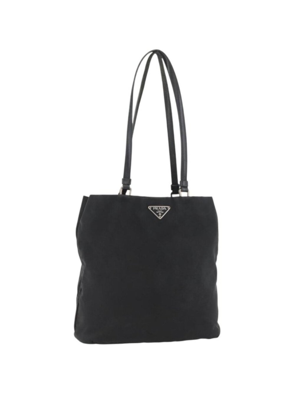 PRADA Tote Bag Nylon Black Silver